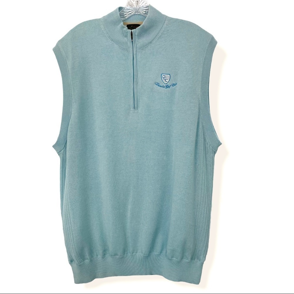Greg Norman Light Blue 1/4 Zip Pima Cotton Vest​​​​​​​​​​